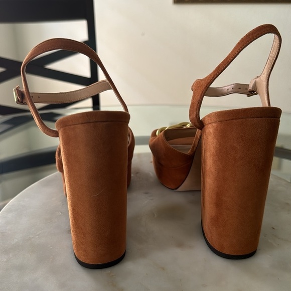 COACH Nicolette Platform Sandals Retro burnished amber chunky block heels Sz 9.5 - Picture 10 of 16